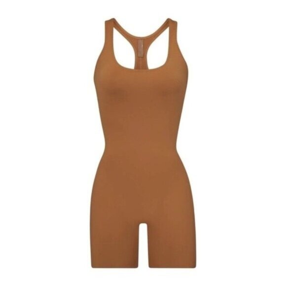 NWT Skims Cycle Suit 3X Almond Swimsuit Stretch Sporty Racerback - Picture 3 of 11